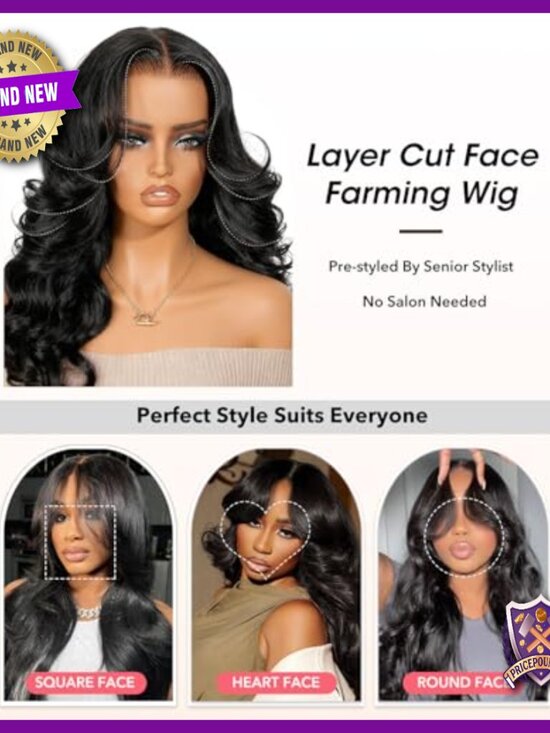 Glueless Human Hair Lace Front Wig with Curtain Bangs 18 Inch main image 4